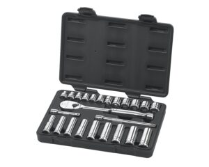 GEARWRENCH Socket Set 3/8“ Dr Standard & Deep 6pt & 12pt BlowMold Case MET 24Pc