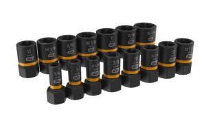GEARWRENCH 15 Pc. 1/4“ & 3/8“ Drive Bolt Biter Impact Extraction Socket Set
