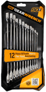 12 Piece 12 Point Metric 90T Combination Ratcheting Wrench Set