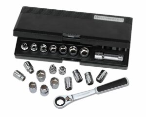 GEARWRENCH Socket Set 3/8 inch Drive Pass-Thru Vortex BlowMold Case MET/SAE 21Pc