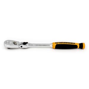 GEARWRENCH 1/4 inch Drive 90-Tooth Dual Material Locking Flex Head Teardrop Ratchet 8“