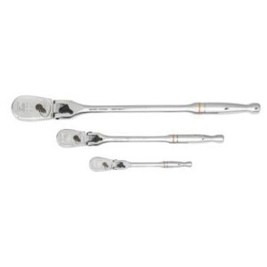 GEARWRENCH 3 Pc. 1/4“  3/8“ & 1/2“ Drive 90-Tooth Locking Flex Head Teardrop Ratchet Set