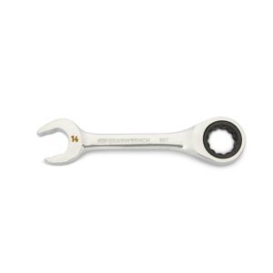 GEARWRENCH 14mm 90-Tooth 12 Point Stubby Combination Ratcheting Wrench