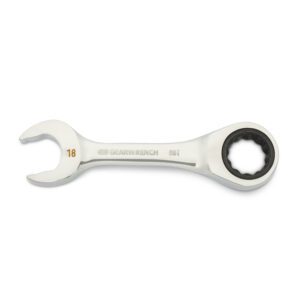 GEARWRENCH 18mm 90-Tooth 12 Point Stubby Combination Ratcheting Wrench