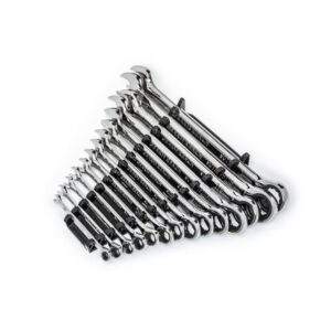 GEARWRENCH 14 Piece 90-Tooth 12 Point SAE Combination Ratcheting Wrench Set